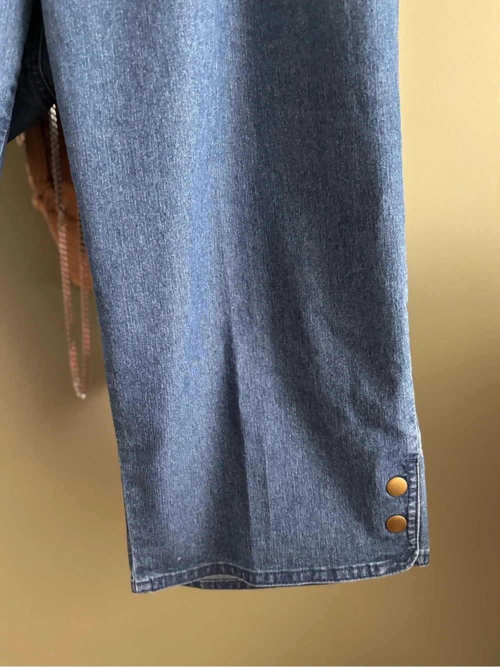 145.) Alia / Denim / Straight Leg Capris - Picture 2 of 6